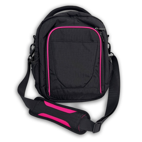 Flight Outfitters Pink Lift 2.0 pilot flight bag front view with pink trim