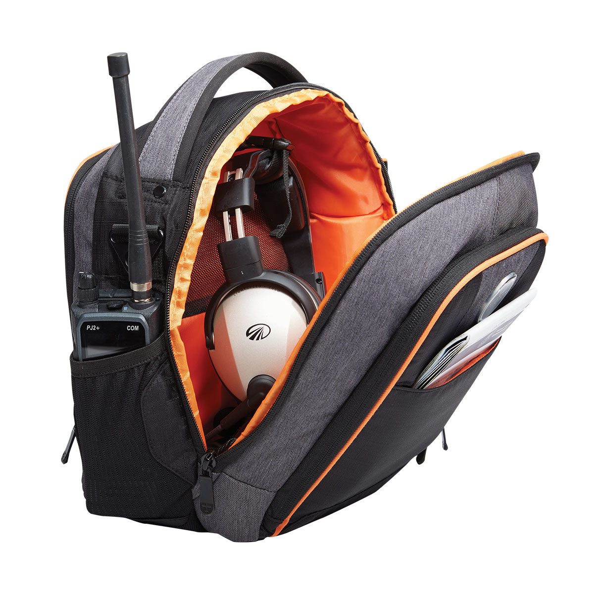 Left angle view of Flight Outfitters Lift Flight Bag 2.0 with center section open