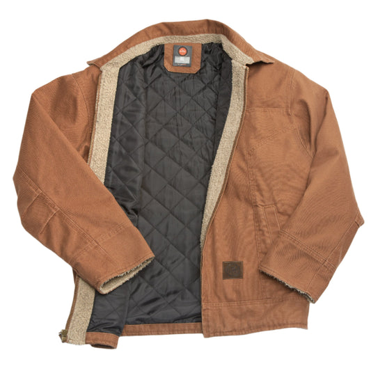 Brown Flight Outfitters Bush Pilot Jacket laid out unzipped