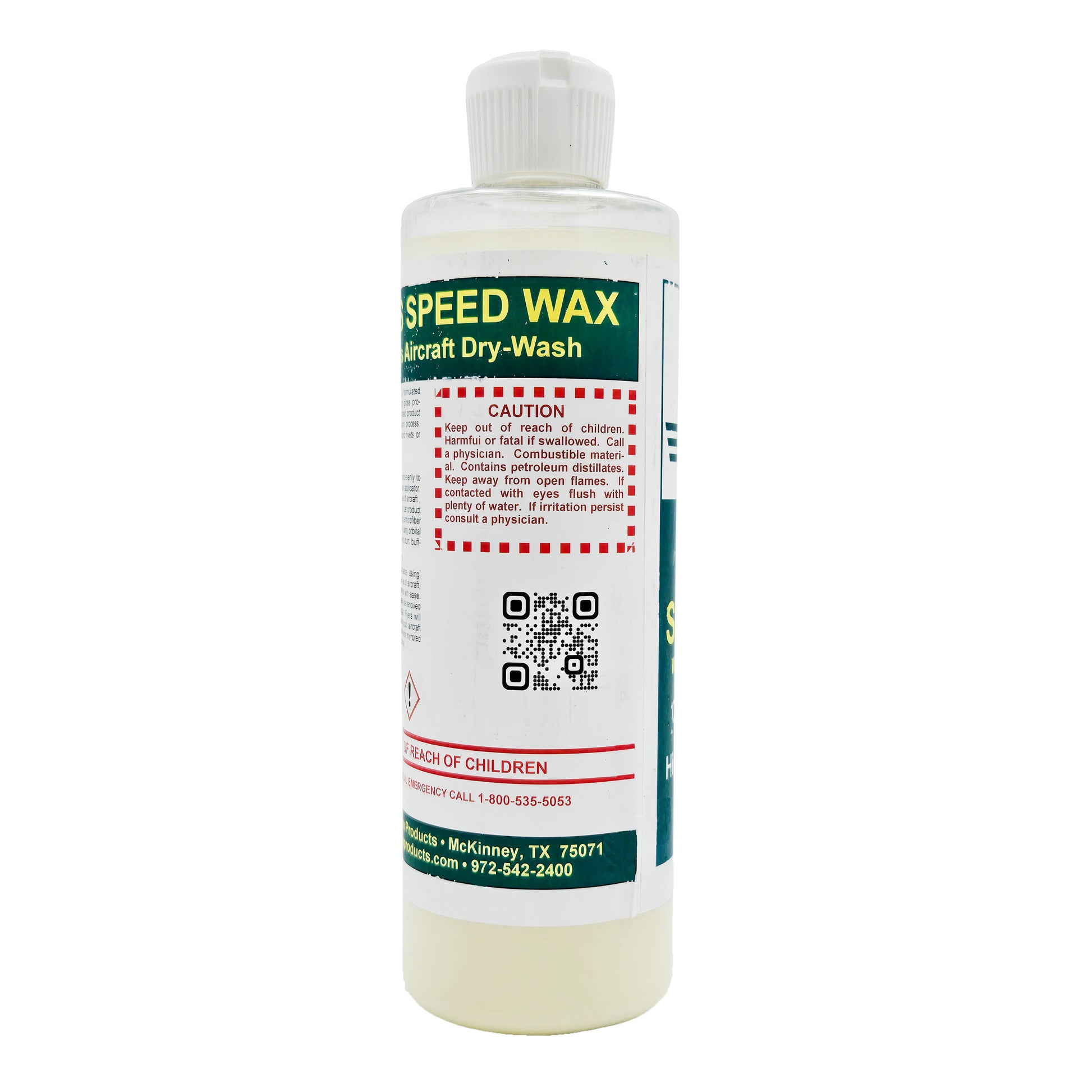 Flyers Speed-Wax Waterless Aircraft Dry Wash Pint Bottle Back Label