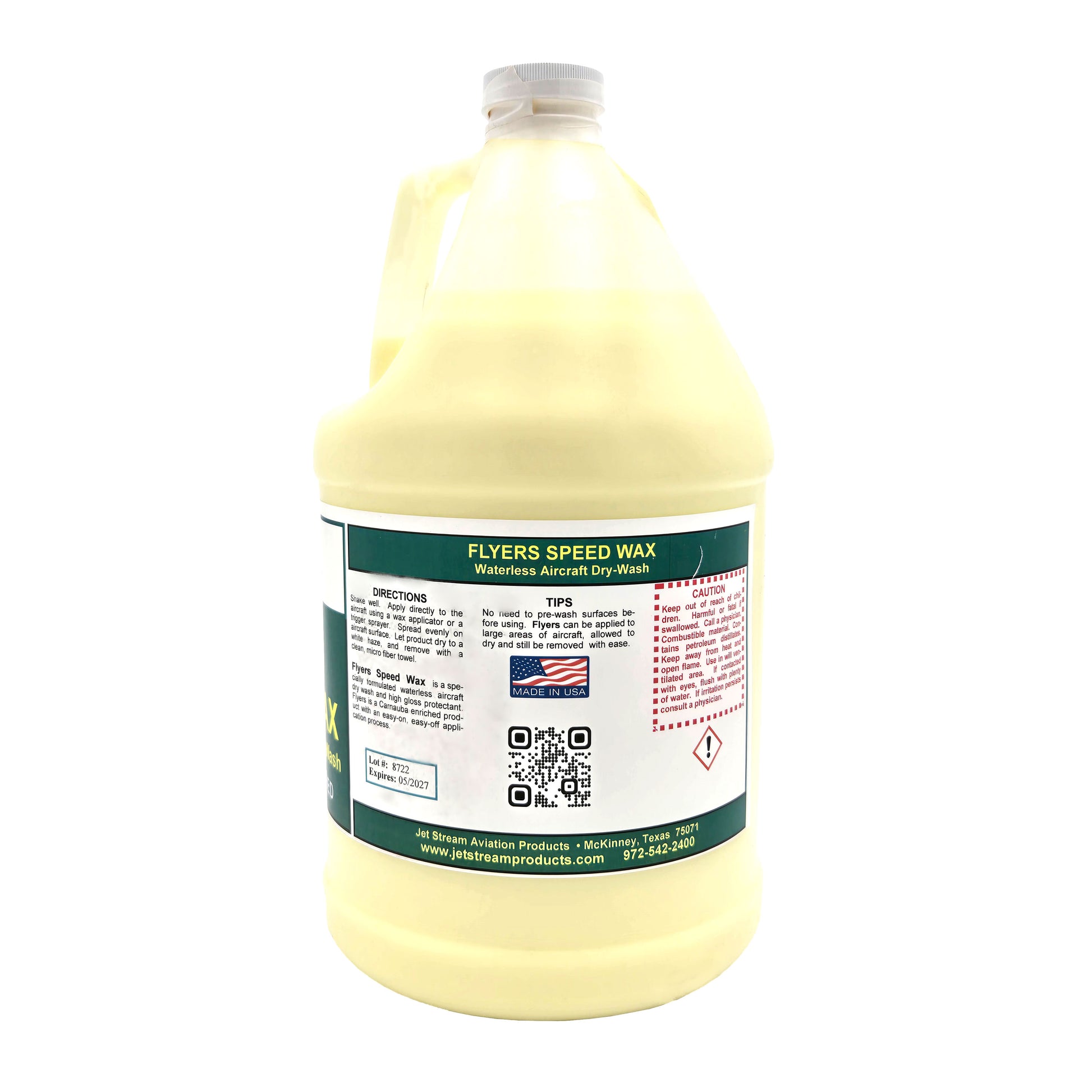 Flyers Speed-Wax Waterless Aircraft Dry Wash – Back Label View
