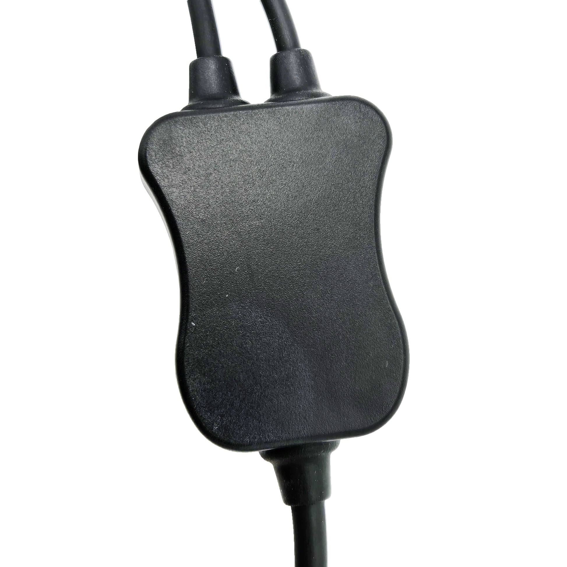 Detail view of Faro Aviation R-FAR-620 adapter cable split housing showing molded plastic Y-connector and dual wire outputs.