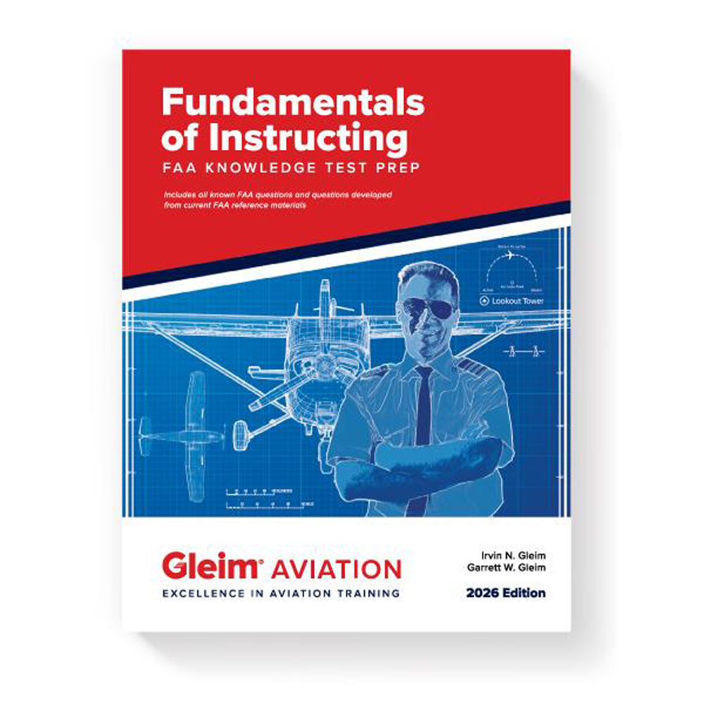 Book titled 'Fundamentals of Teaching FAA Knowledge Test Prep' by Gleim Aviation on a white background