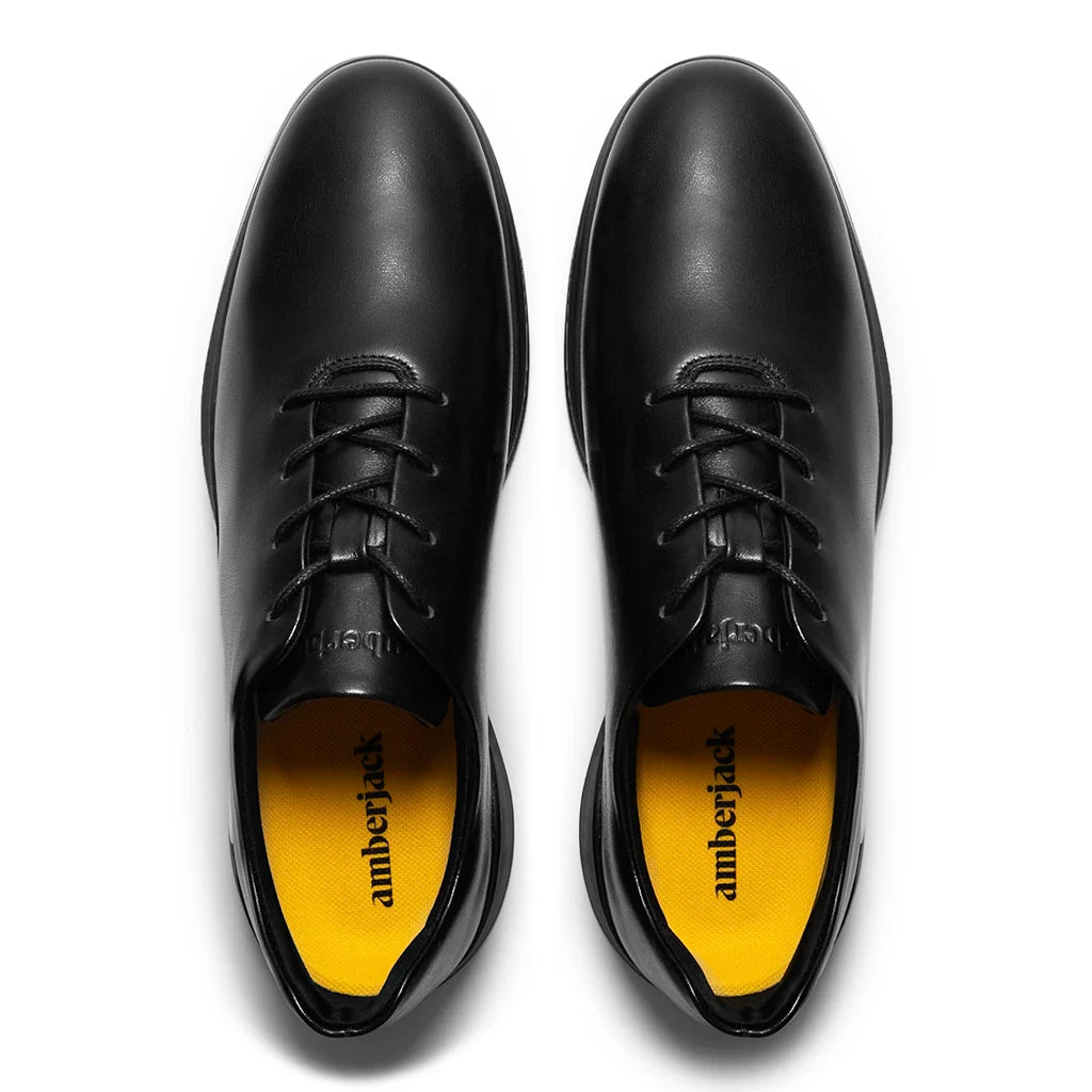 Amberjack Whole Cut Hybrid Obsidian black pilot oxford, left side view, single-piece whole-cut leather | Top Veiw