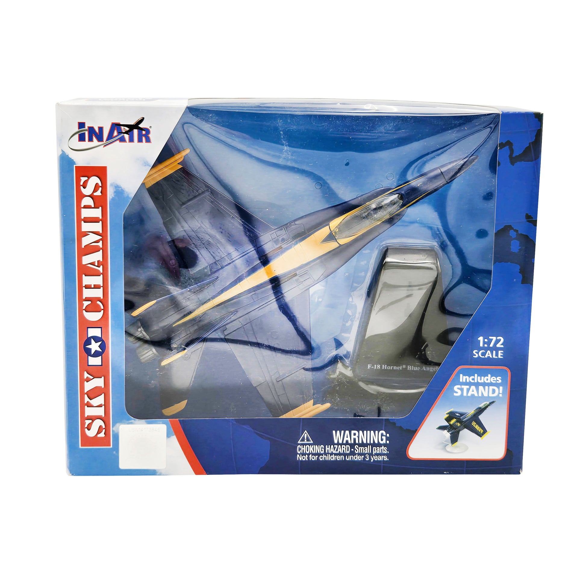 WowToyz Sky Champs F/A-18 Hornet Blue Angels – Front View in Packaging
