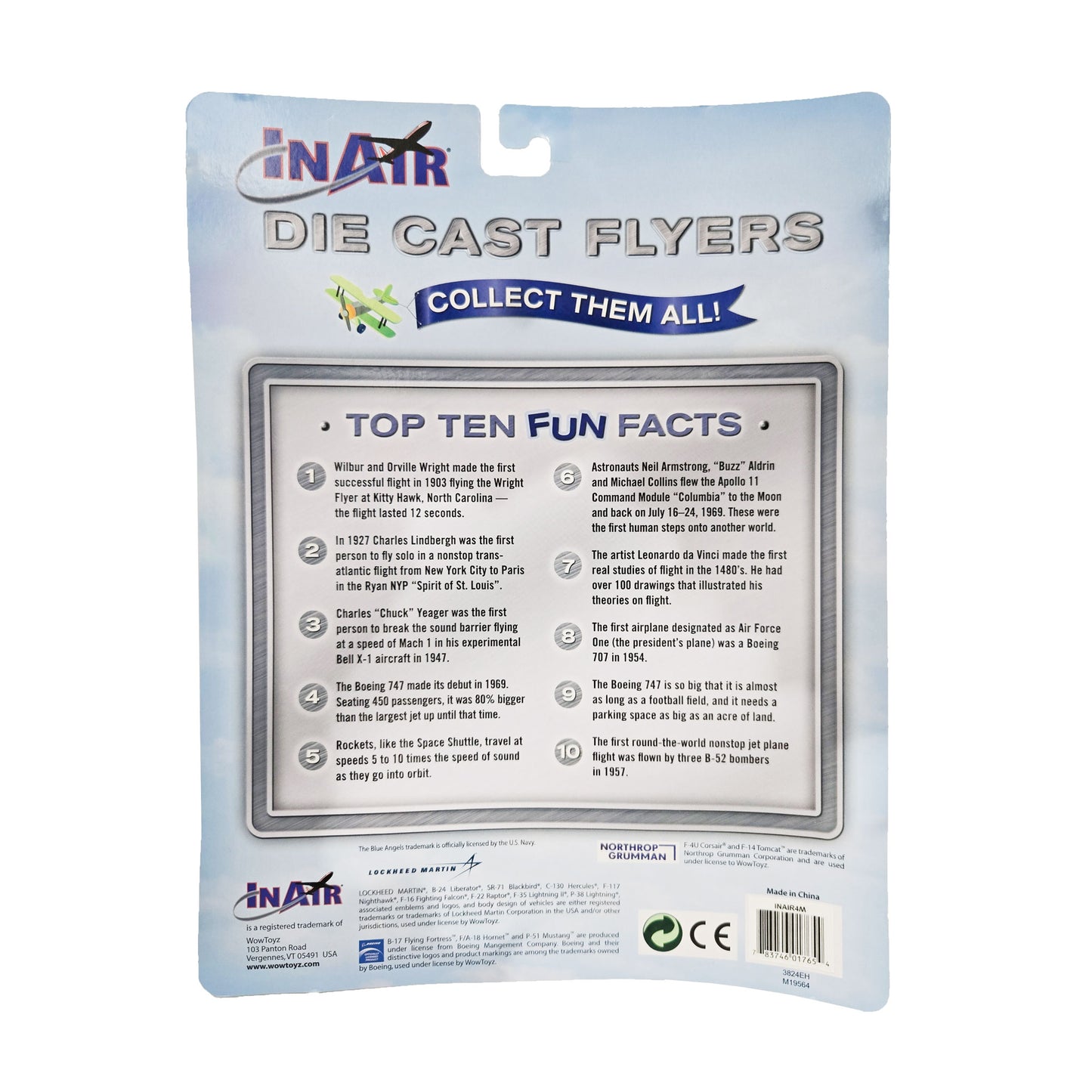 WowToyz In Air Modern Jets 4-Piece Set – Back View with Aircraft Information