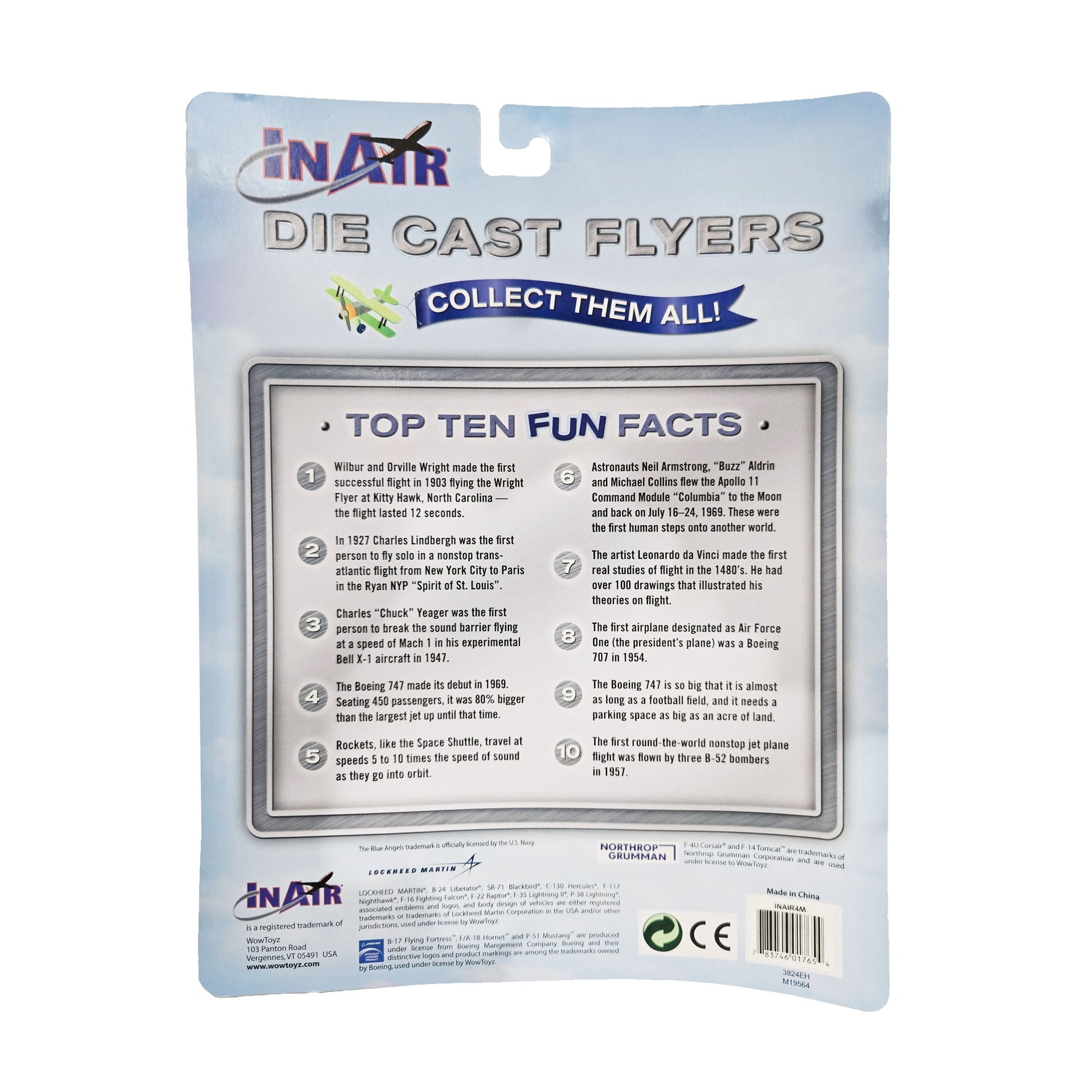 WowToyz In Air Modern Jets 4-Piece Set – Back View with Aircraft Information