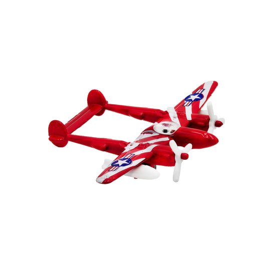 WowToyz Classic Mini Props P-38 Lightning Red – Angled Right View