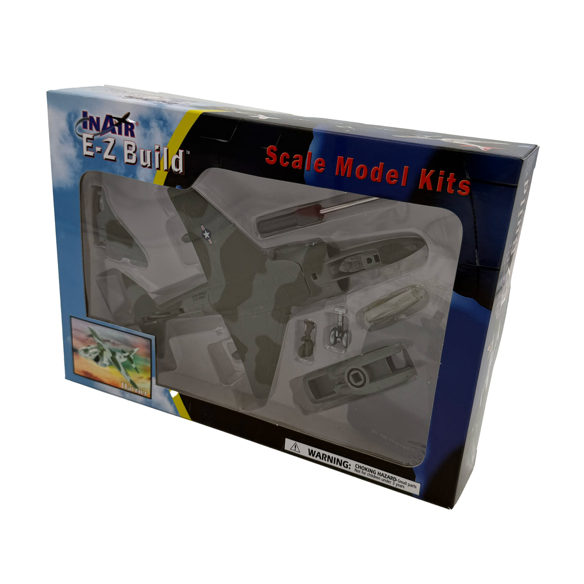 WowToyz® - E-Z Build™ AV-8B Harrier® 1:72 Scale Model, boxed on angle