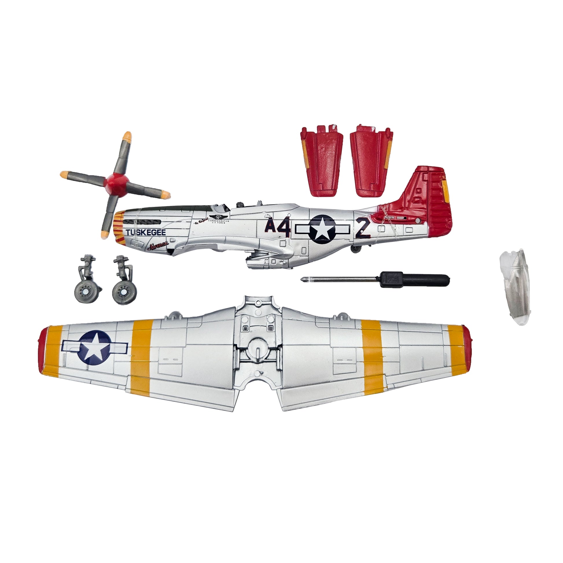 WowToyz E-Z Build P-51 Mustang Tuskegee Airmen Model Kit – Unboxed Parts and Components