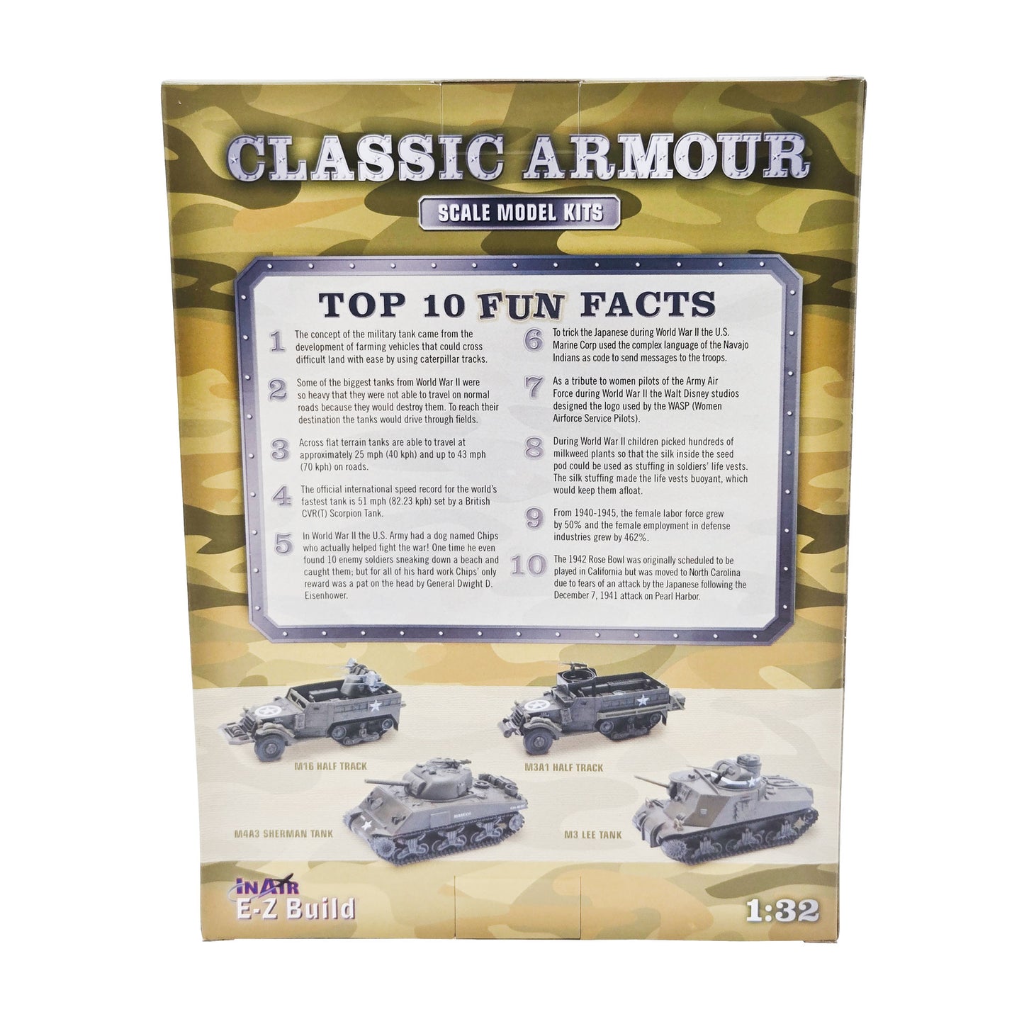 WowToyz E-Z Build M3 Lee Tank Model Kit – Back Packaging with Assembly Info