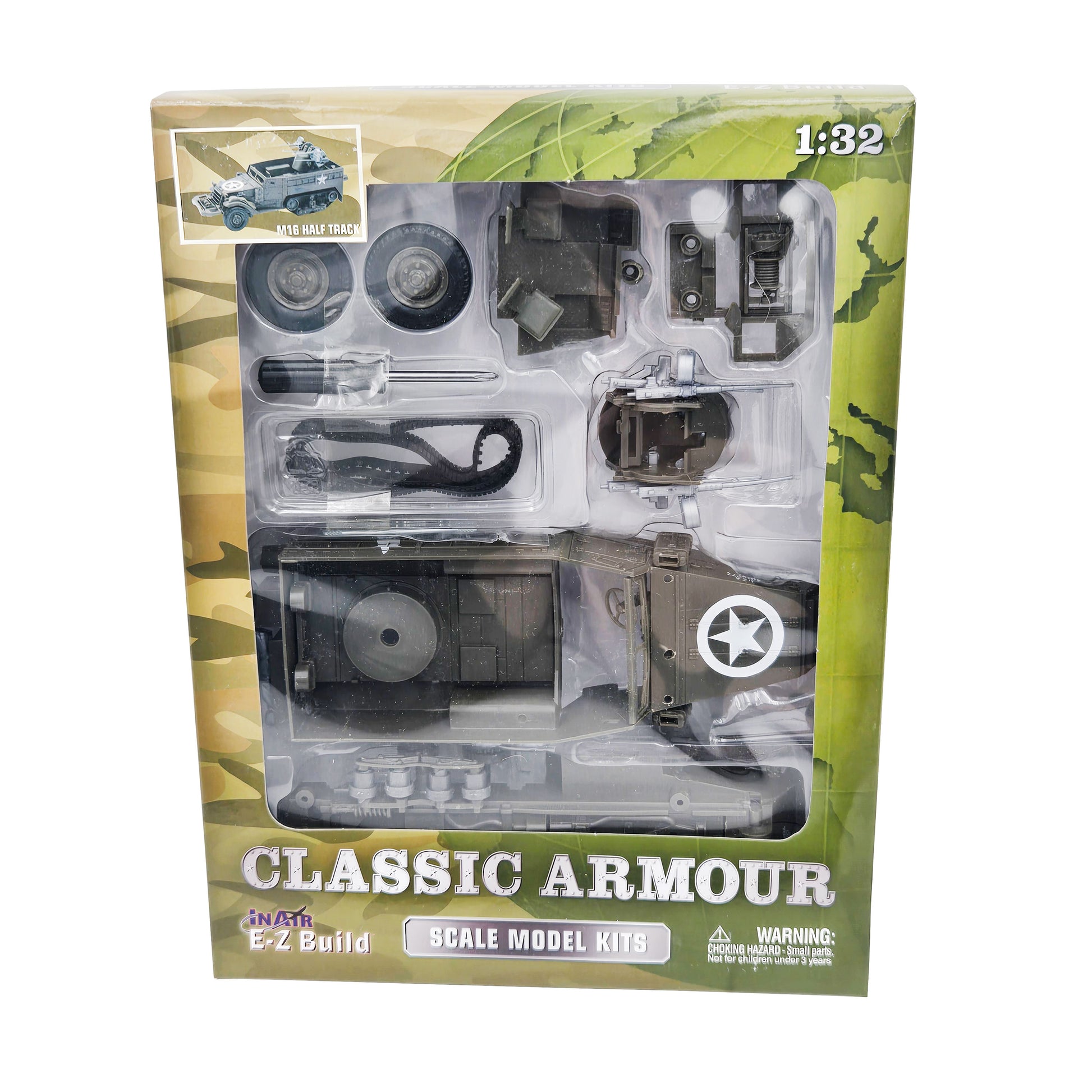 WowToyz E-Z Build M16 Half Track Model Kit – Front View in Packaging