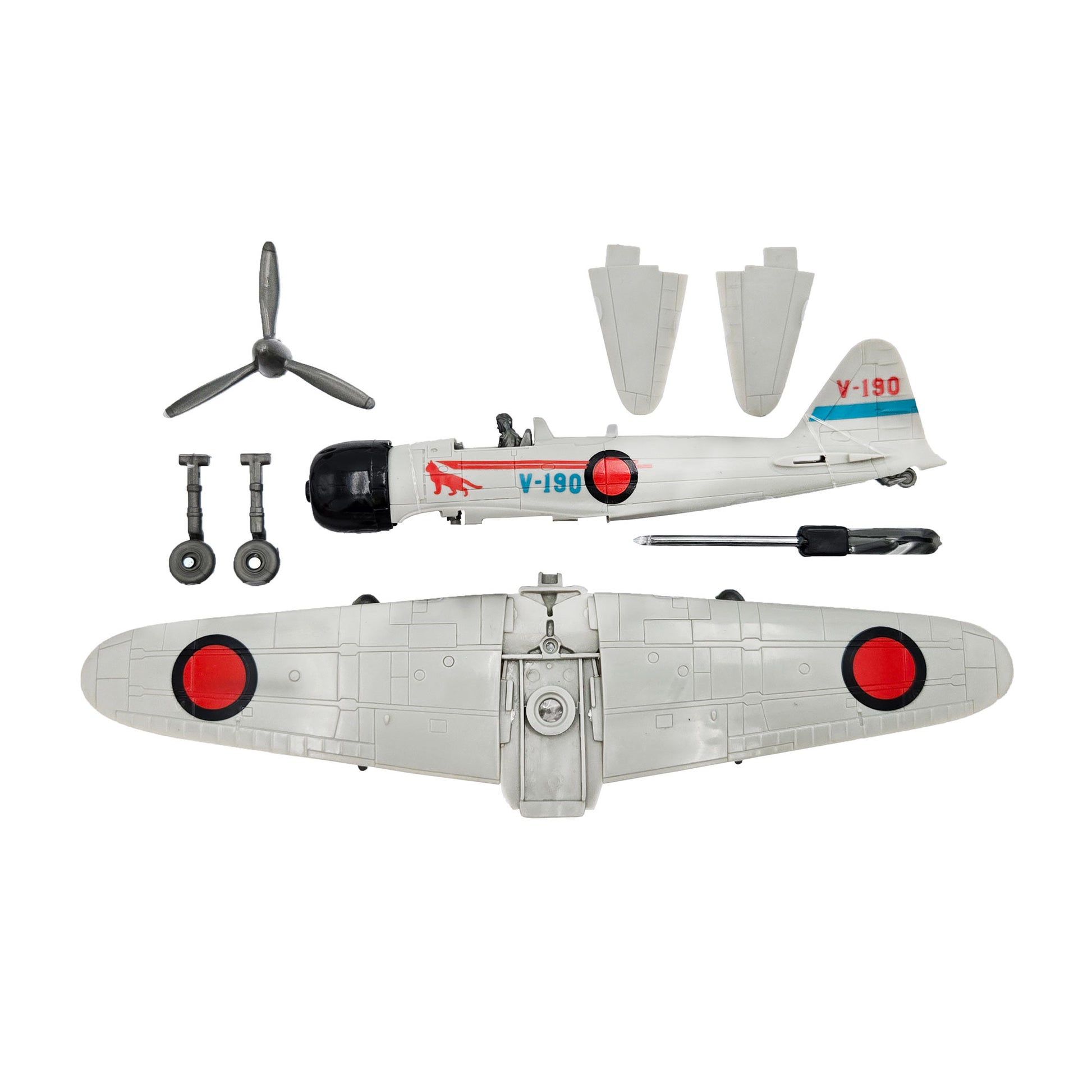 WowToyz E-Z Build Zero Fighter Model Kit – Unboxed Parts and Components