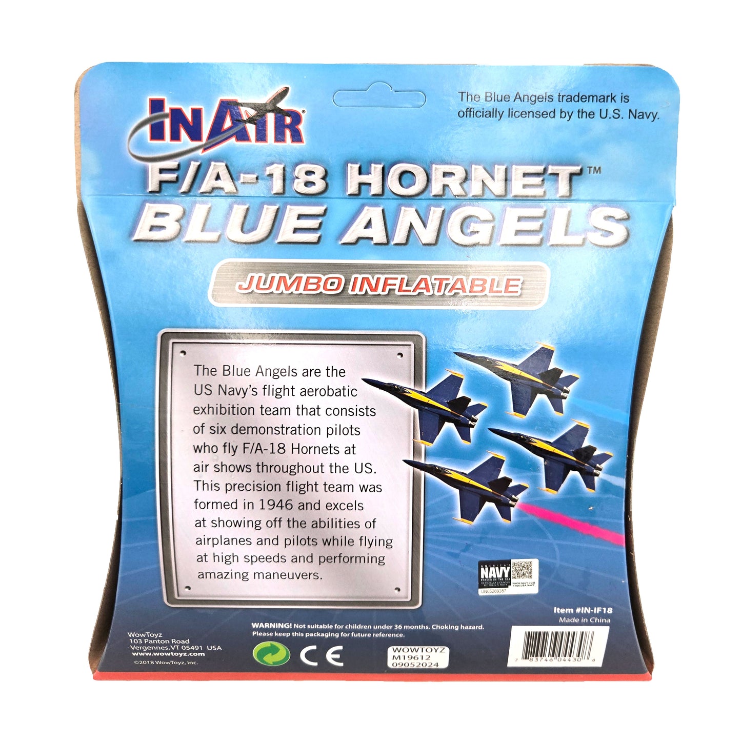 Inflatable F/A-18 Hornet Blue Angels – Back of Box