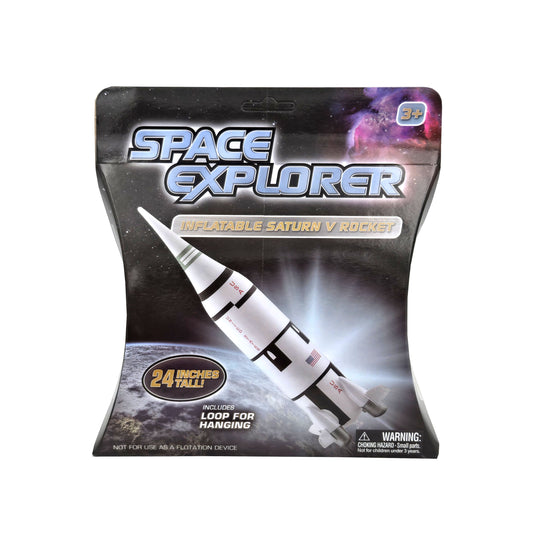 WowToyz® Space Explorer™ Inflatable Saturn V Rocket front view - detailed NASA-inspired inflatable rocket toy