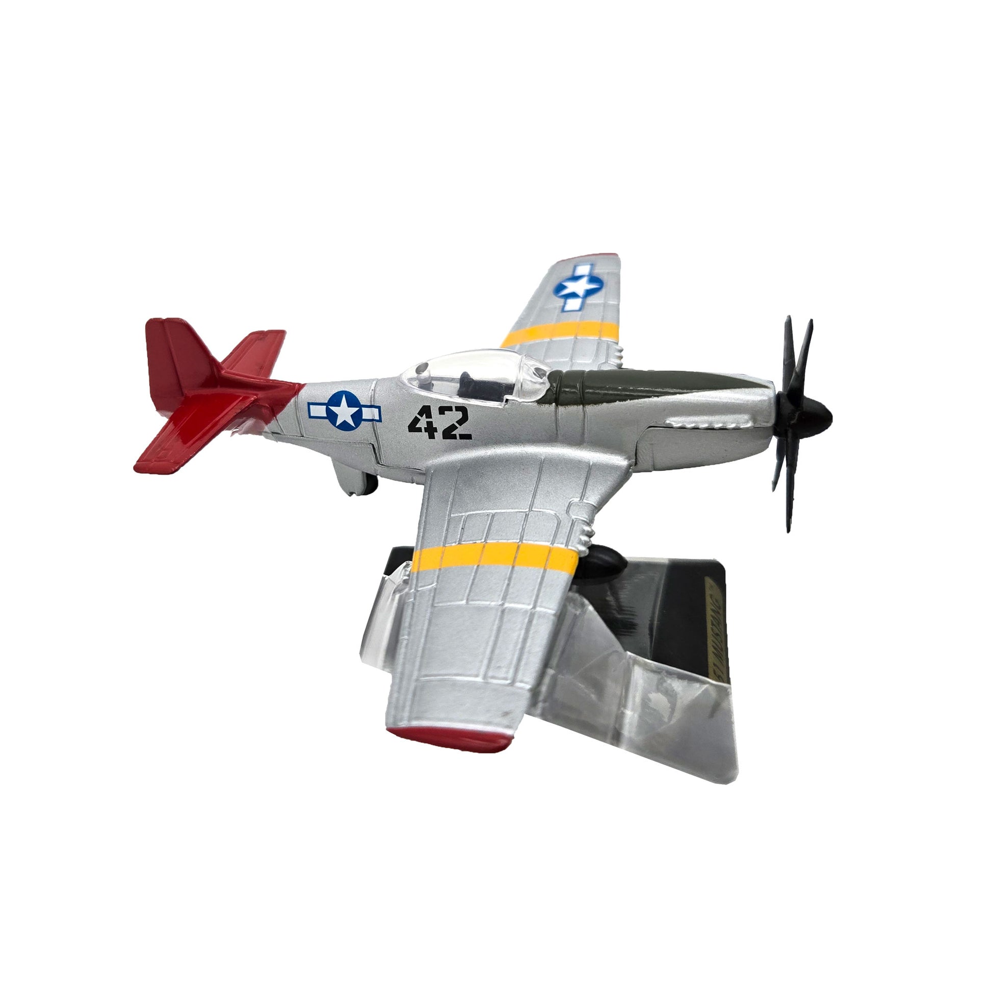 WowToyz In Air Legends of Flight P-51 Mustang Tuskegee Airmen – Angled View of Unboxed Model
