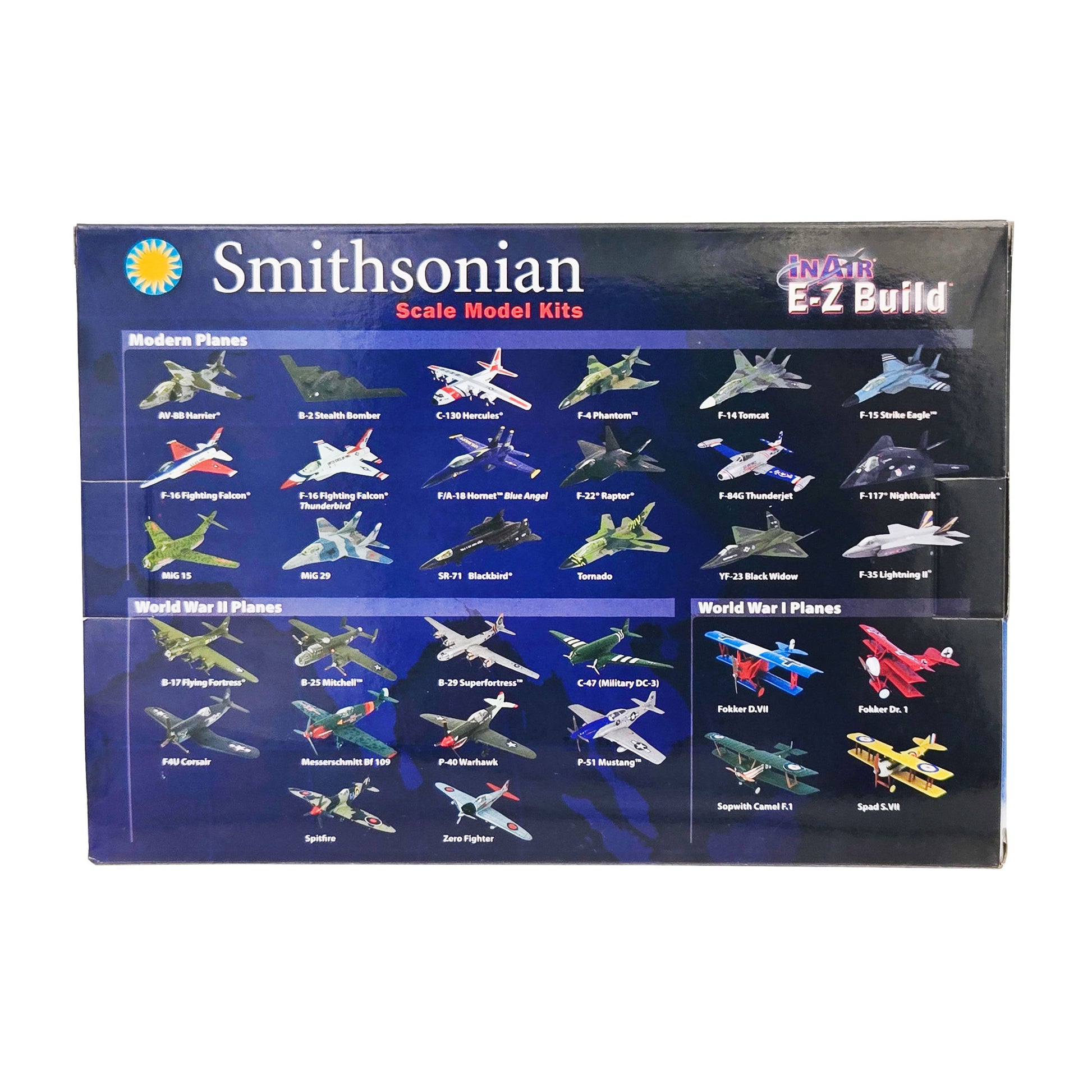 WowToyz Smithsonian E-Z Build F/A-18 Hornet Blue Angels Model – Back Packaging with Product Info