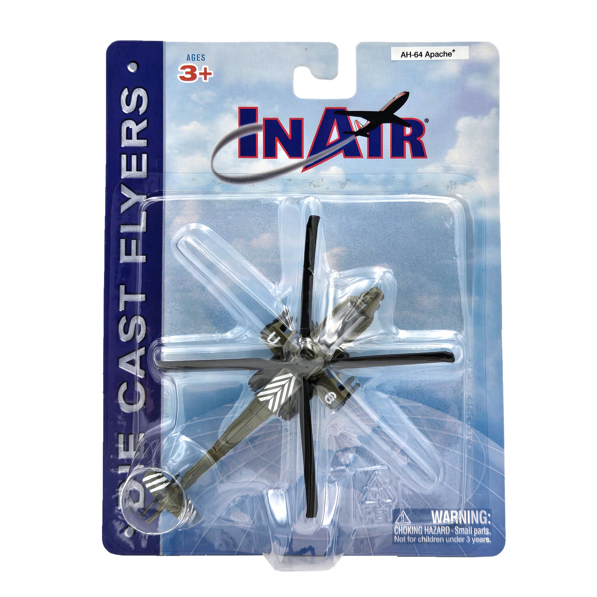 WowToyz® In Air® AH-64 Apache® Die-Cast Flyer front view - detailed military helicopter toy model