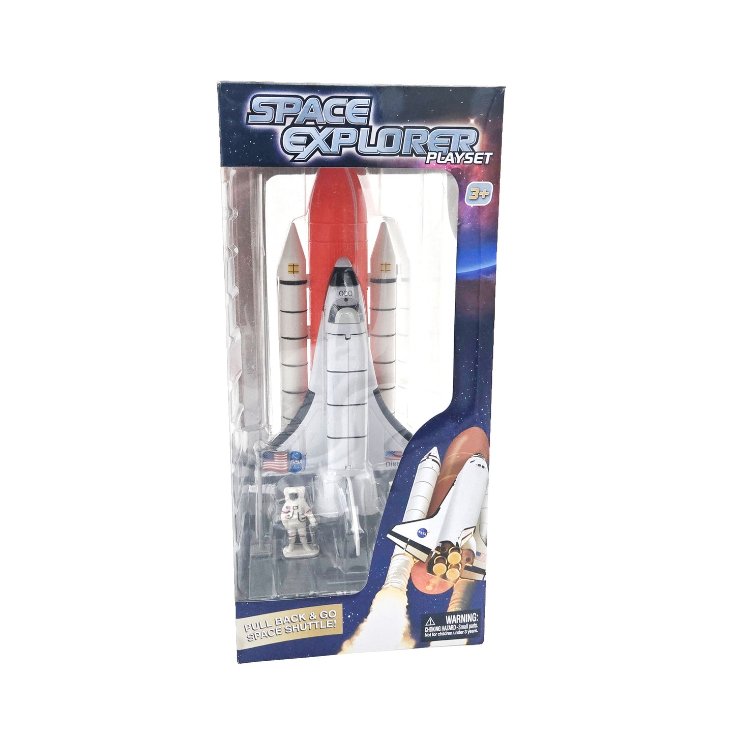 WowToyz Space Explorer Space Shuttle Launch Center Playset in retail box with shuttle, boosters, and astronaut figurine