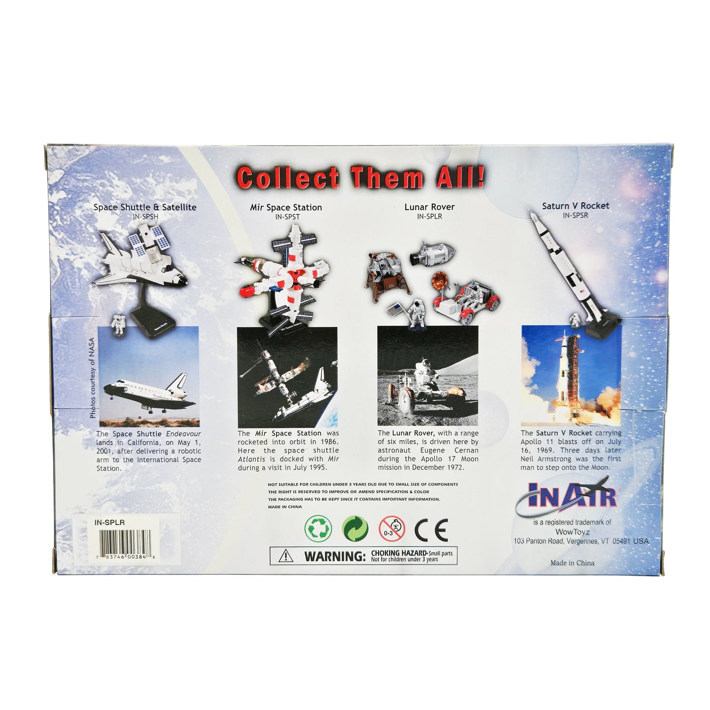 WowToyz In Air E-Z Build Lunar Lander with Moon Rover Model Kit – Back Packaging