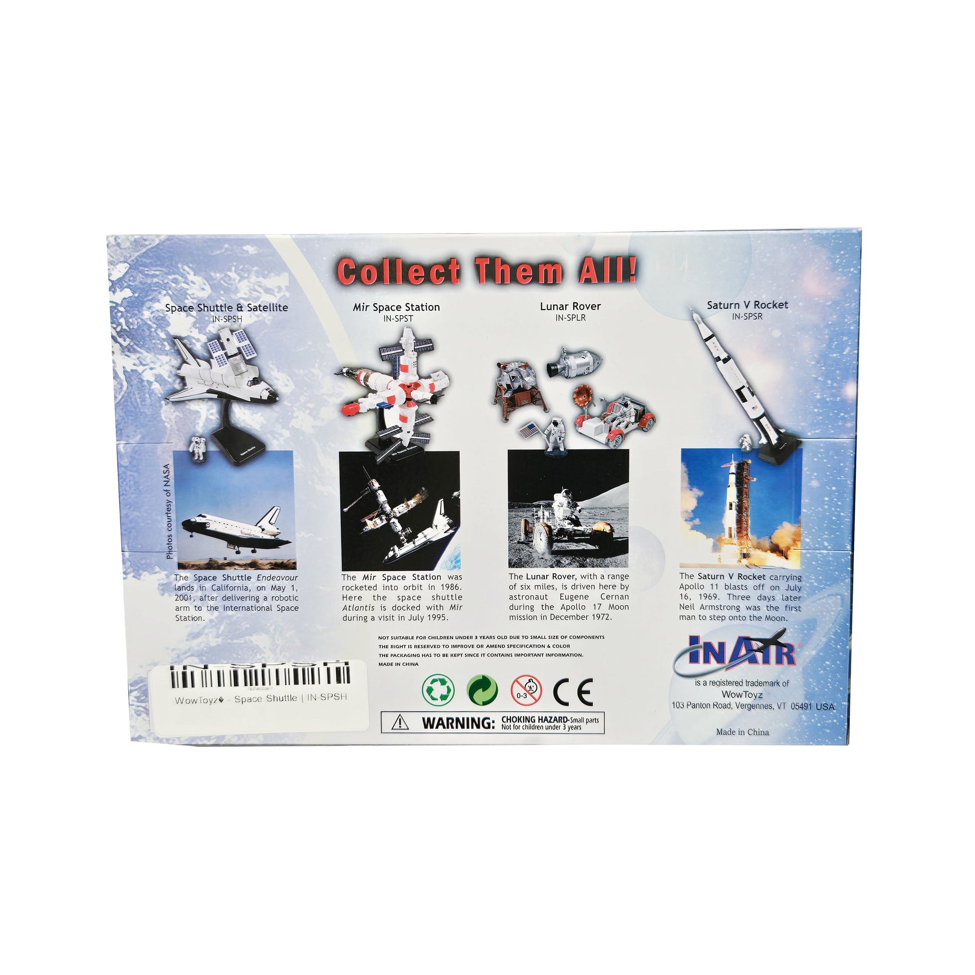 WowToyz E-Z Build Space Shuttle Model Kit – Back View with Product Info and Assembly Guide