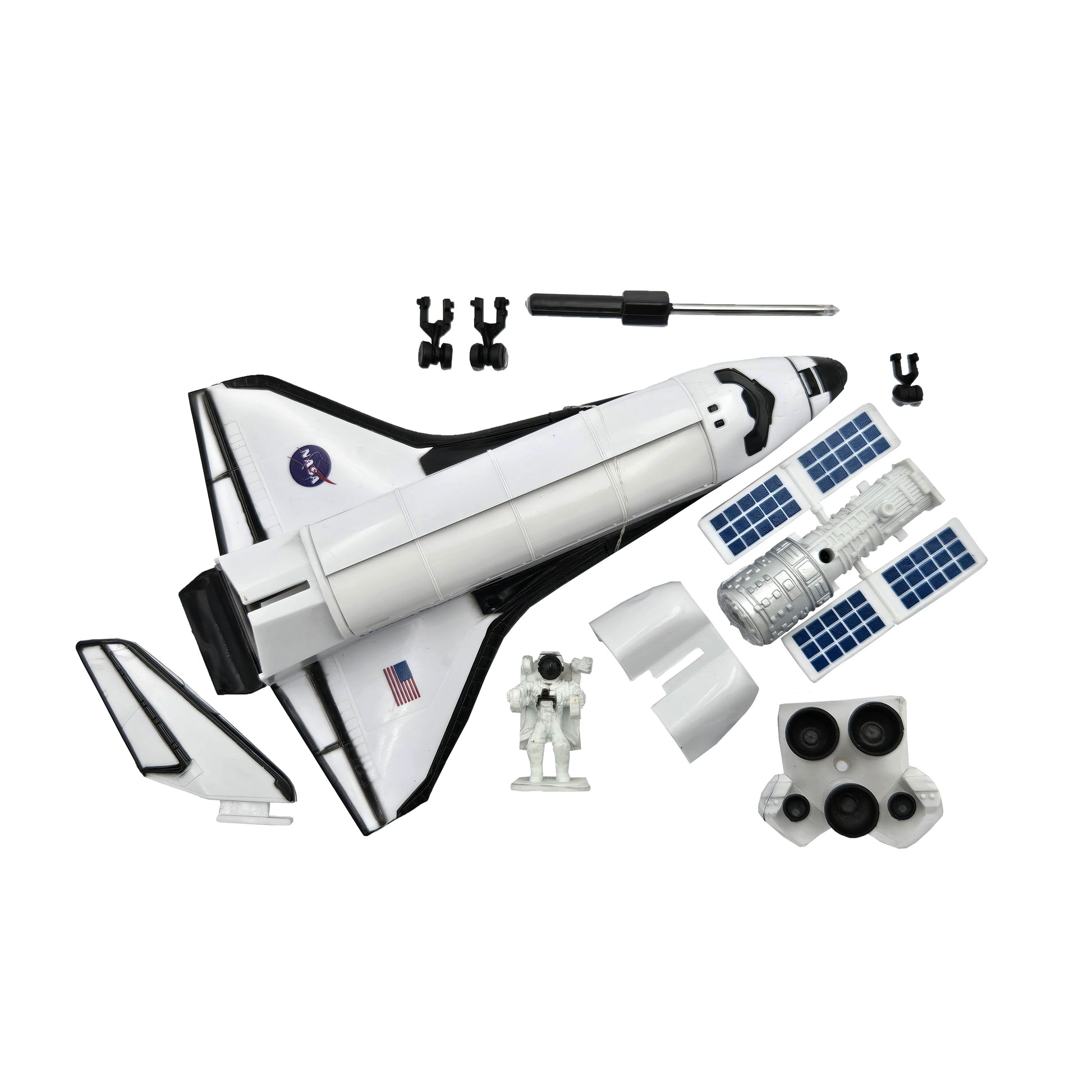 WowToyz E-Z Build Space Shuttle Model Kit – Unboxed Parts and Components Display