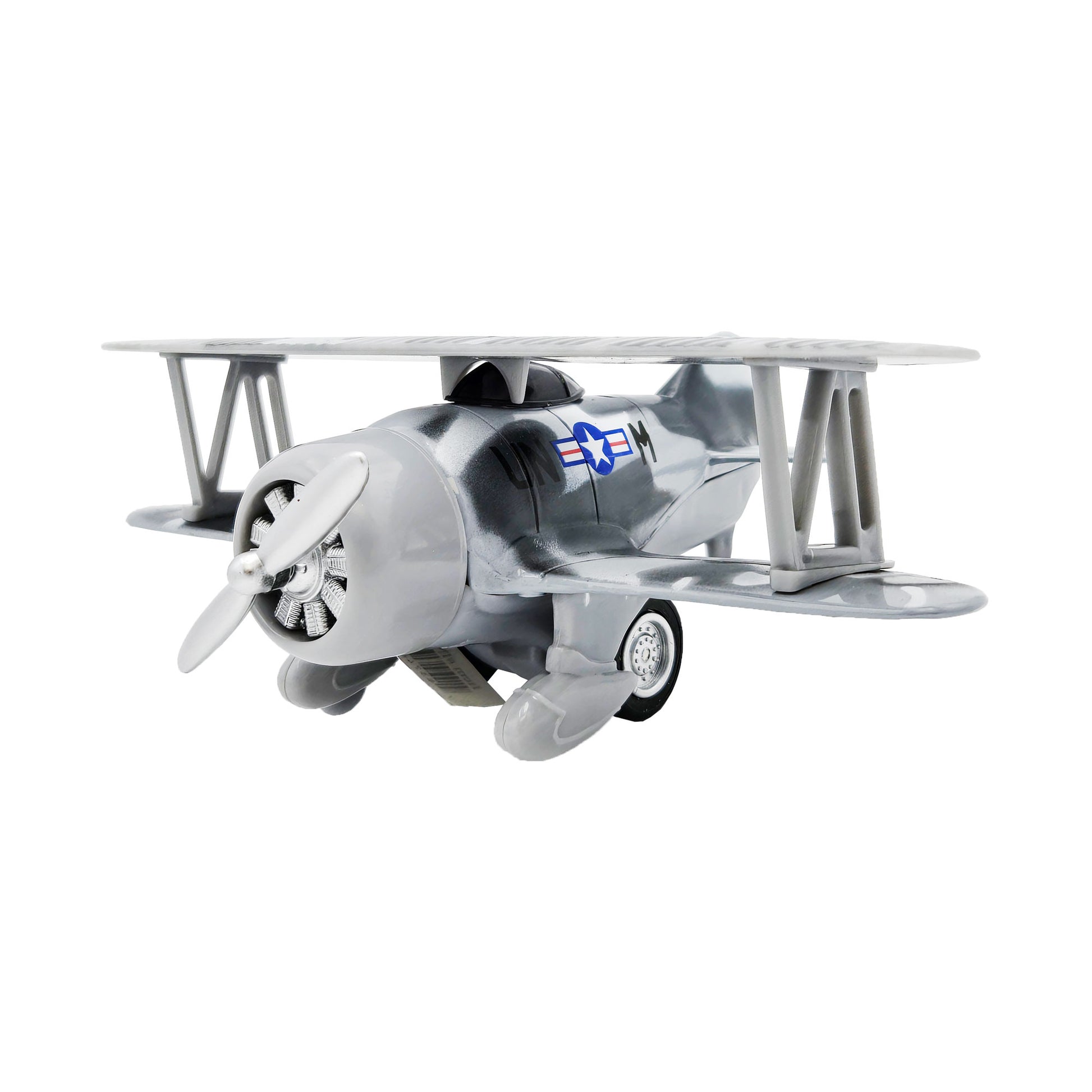 WowToyz Classic Wing Airplane – Left Side View of Gray Plane