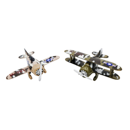WowToyz Classic Wing Airplanes – Front View of Tan and Green Planes