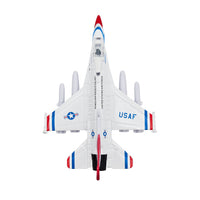 WowToyz F-16 Thunderbirds Pullback Jet – Top View Highlighting Wings and Paint Scheme
