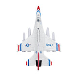 WowToyz F-16 Thunderbirds Pullback Jet – Top View Highlighting Wings and Paint Scheme