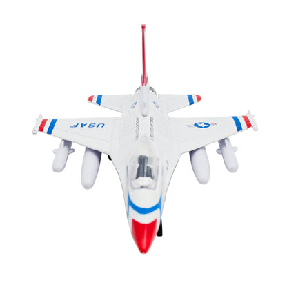WowToyz F-16 Thunderbirds Pullback Jet – Front View Showing Nose and Cockpit