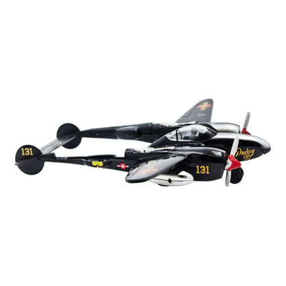 WowToyz P-38 Lightning Pullback – Black Plane Front Right Angled View