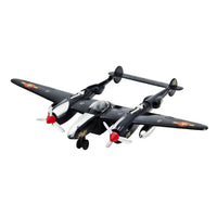 WowToyz P-38 Lightning Pullback – Black Aircraft Front Left Angled View