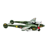 WowToyz P-38 Lightning Die Cast Pullback – Green Aircraft Front Right Angled View
