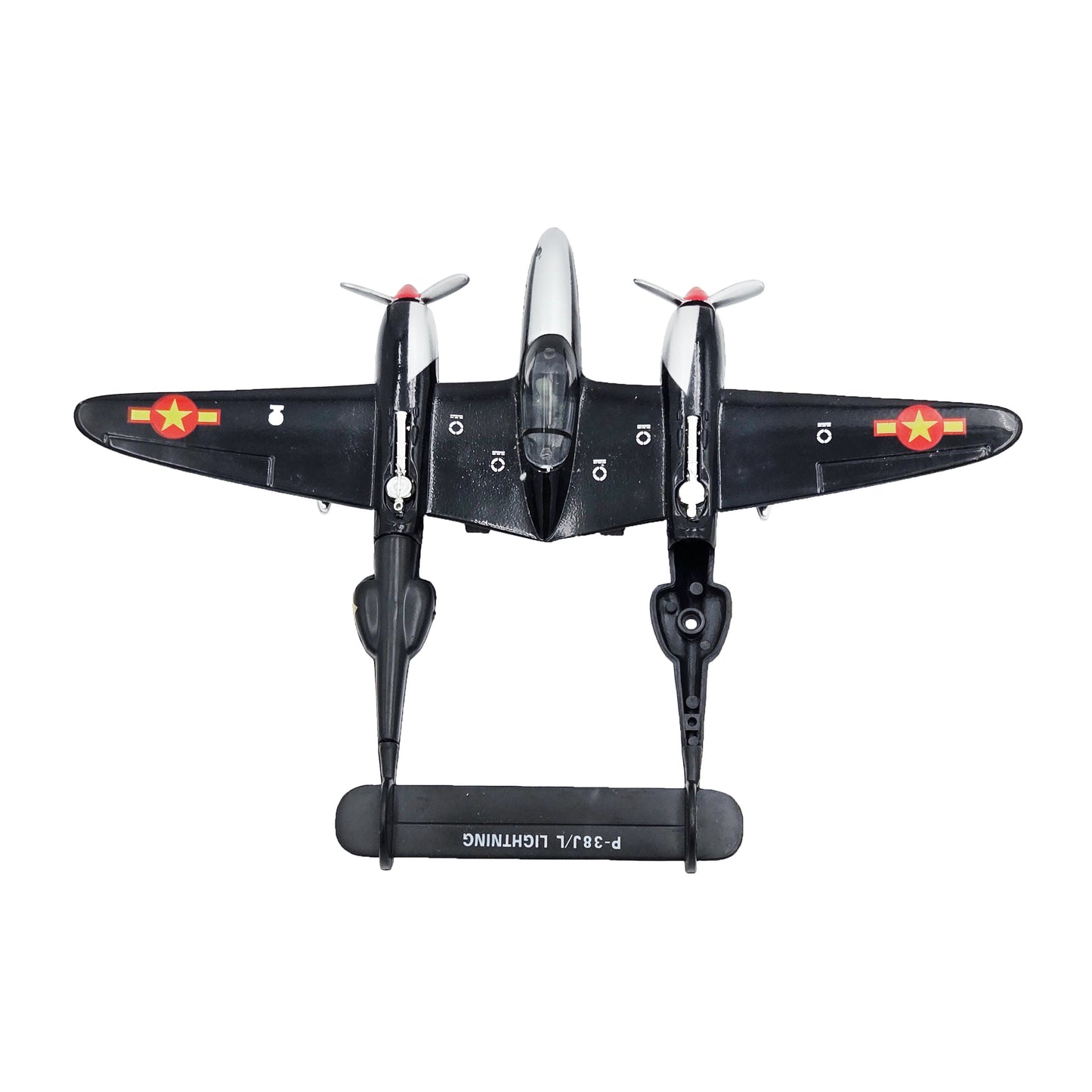 WowToyz P-38 Lightning Die Cast Pullback – Black Plane Rear Top View