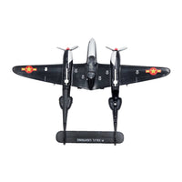 WowToyz P-38 Lightning Die Cast Pullback – Black Plane Rear Top View