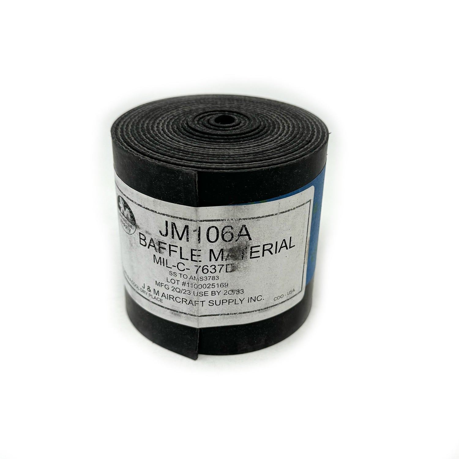 J & M Aircraft - Black Baffle, 3" x 9' Roll Rubber Rein | JM106A