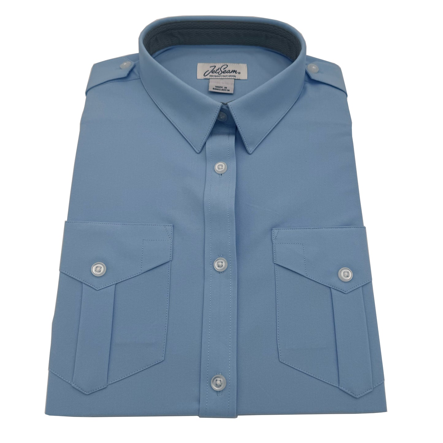 JetSeam - Women's "White Label"  Pilot Shirt, Blue, Folded