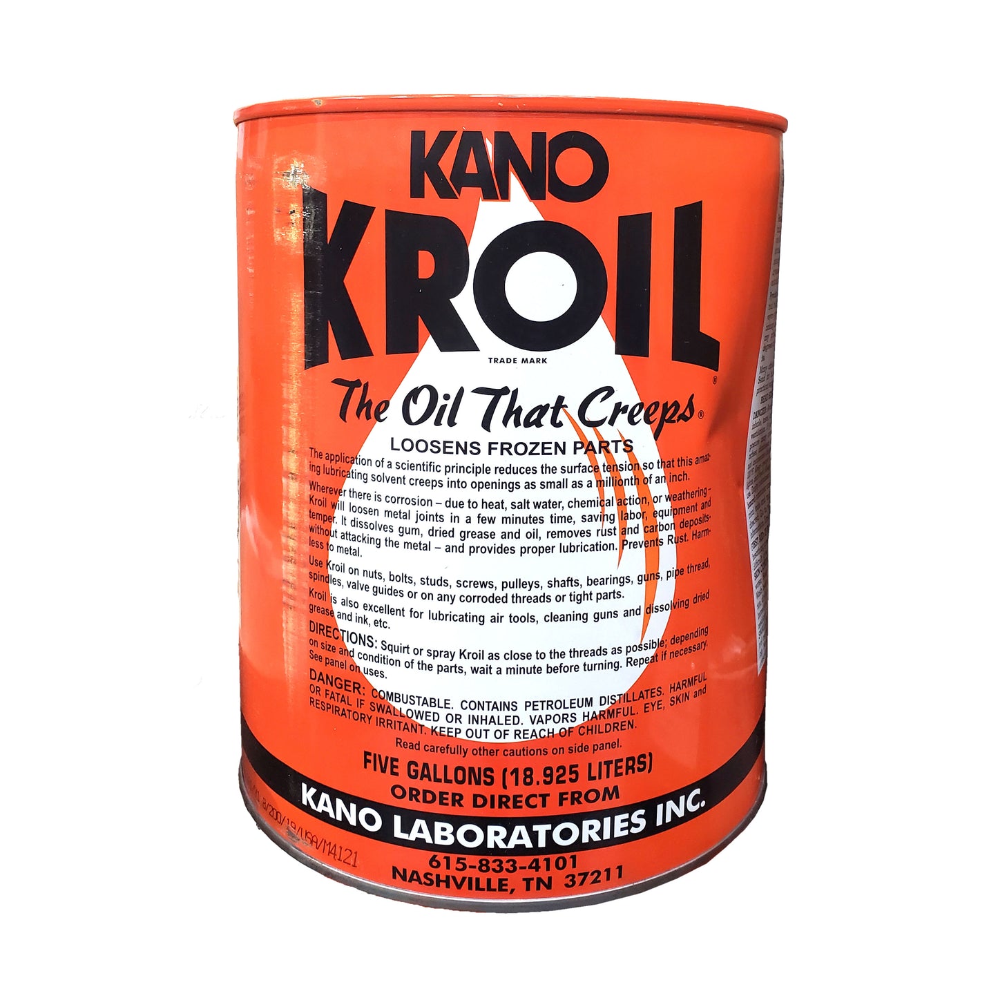 Kano - Kroil Original Penetrating Oil (AeroKroil) | 5 Gallon can, front with product description