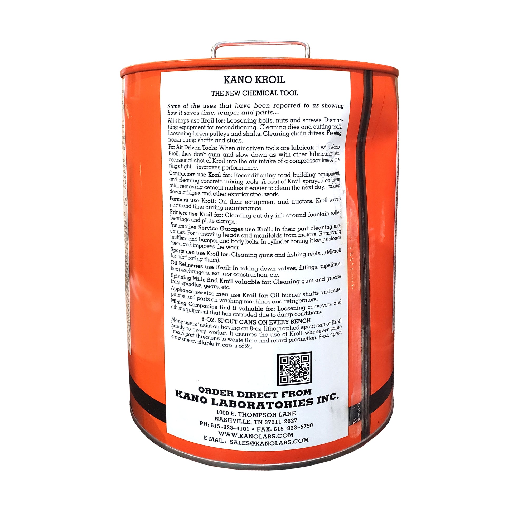 Kano - Kroil Original Penetrating Oil (AeroKroil) | 5 Gallon can, back description