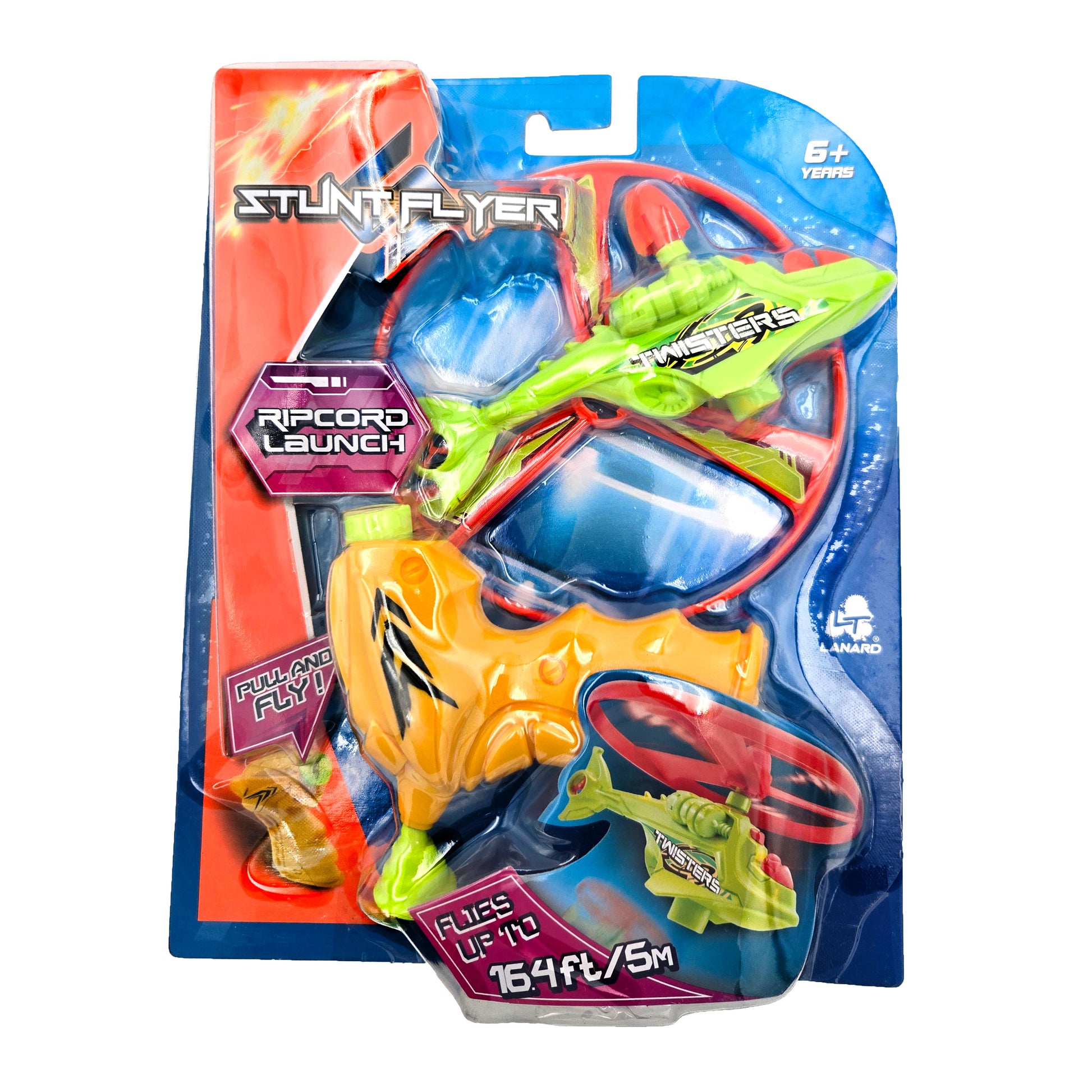 WowToyz® Stunt Flyer Helicopter with Ripcord Launcher - exciting flying toy for high-action play and fun