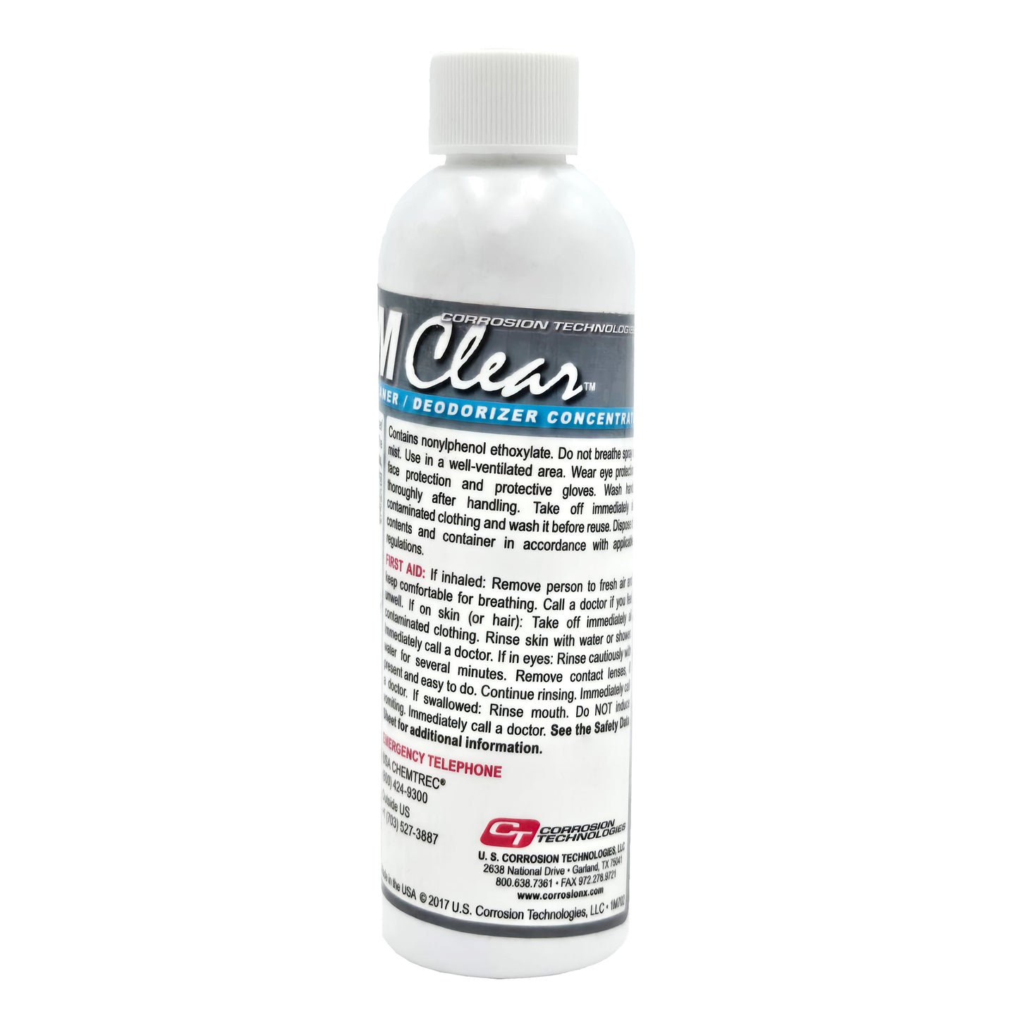 Lav Chem Aviation Lavatory Deodorant Clear 4 fl. oz back view with product details - powerful aircraft toilet deodorizer