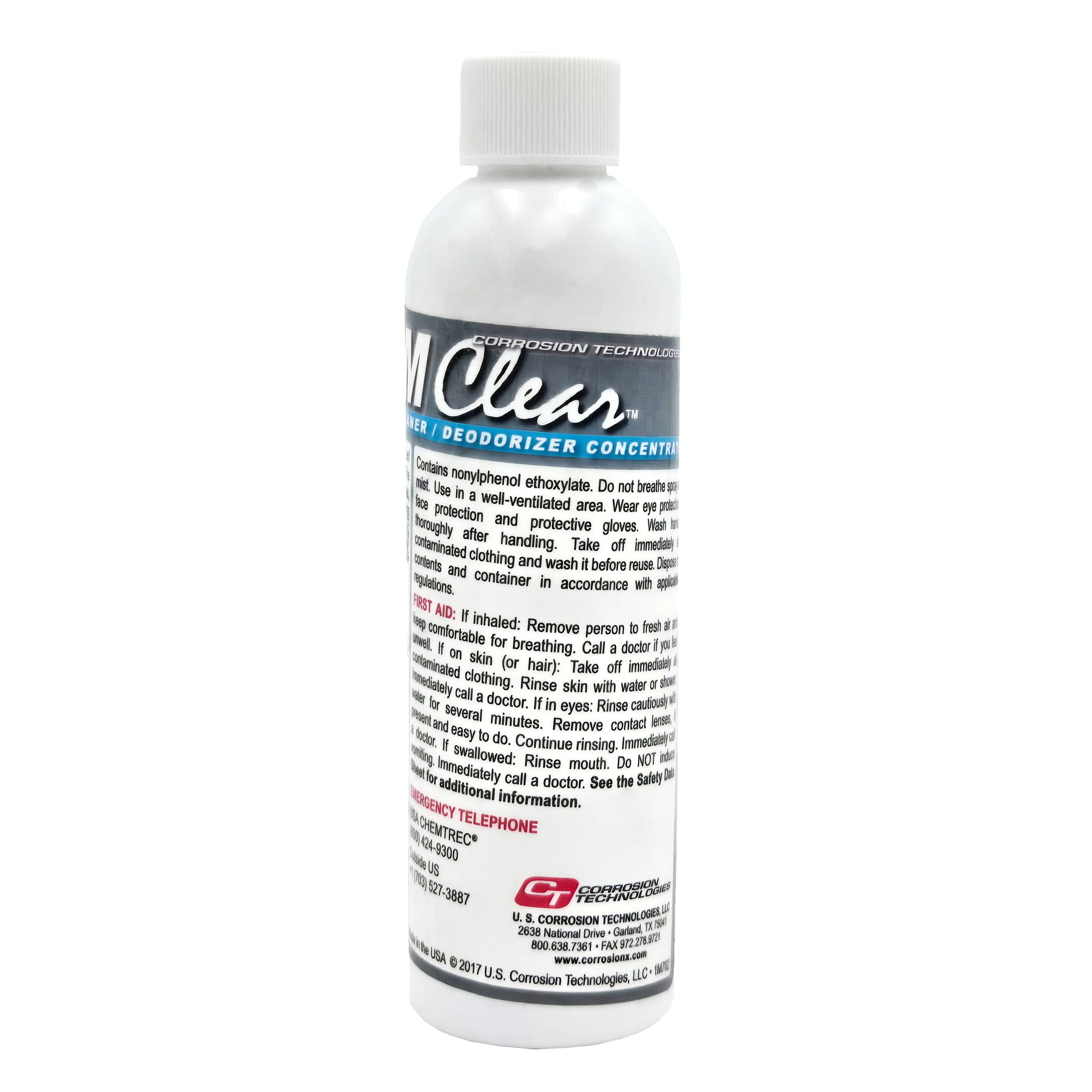 Lav Chem Aviation Lavatory Deodorant Clear 4 fl. oz back view with product details - powerful aircraft toilet deodorizer