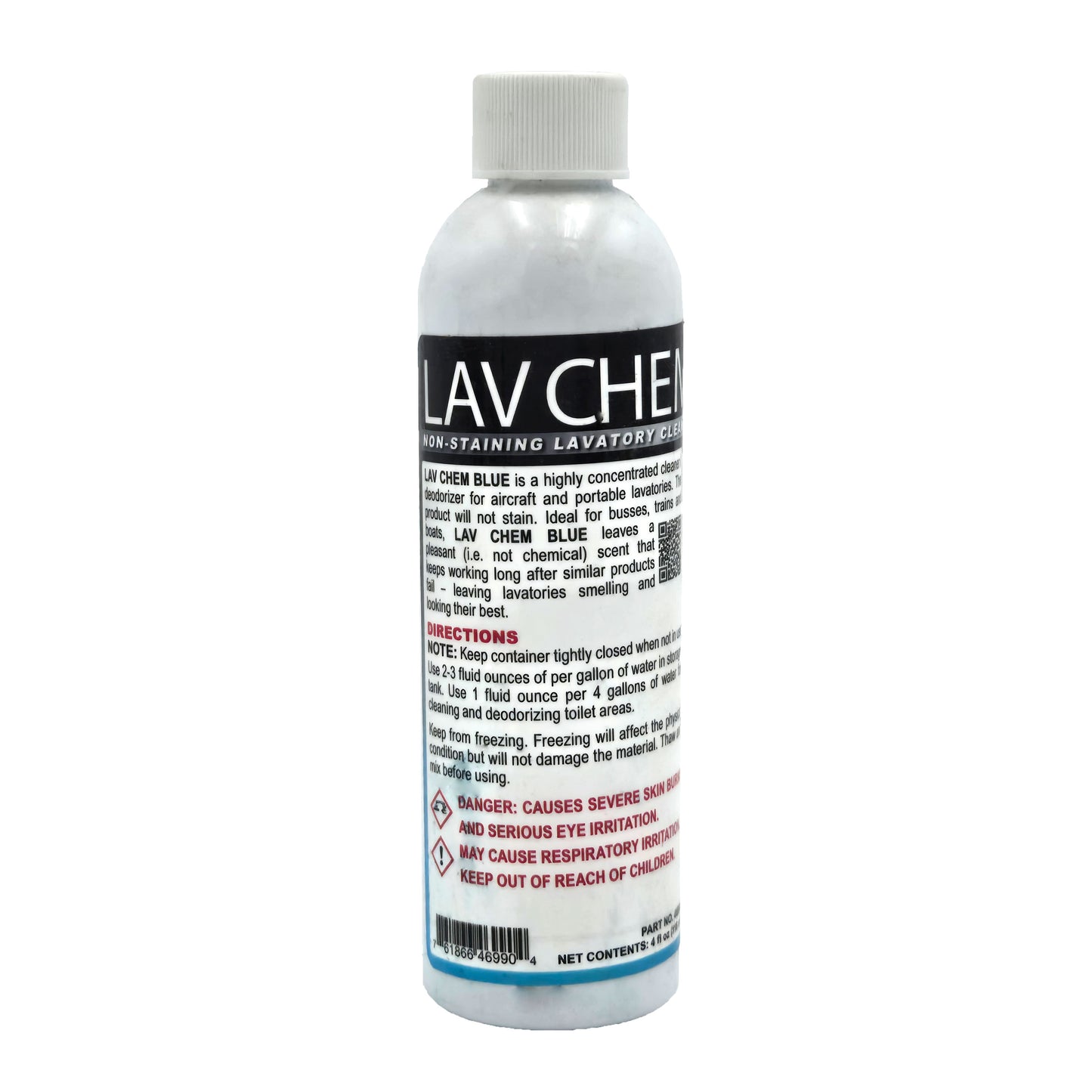Lav Chem Aviation Lavatory Deodorant Blue 4 fl. oz front view - high-performance aircraft toilet deodorizer