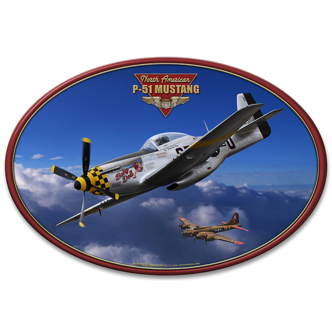Oval P-51 Mustang Plasma Cut Sign