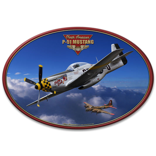 Oval P-51 Mustang Plasma Cut Sign