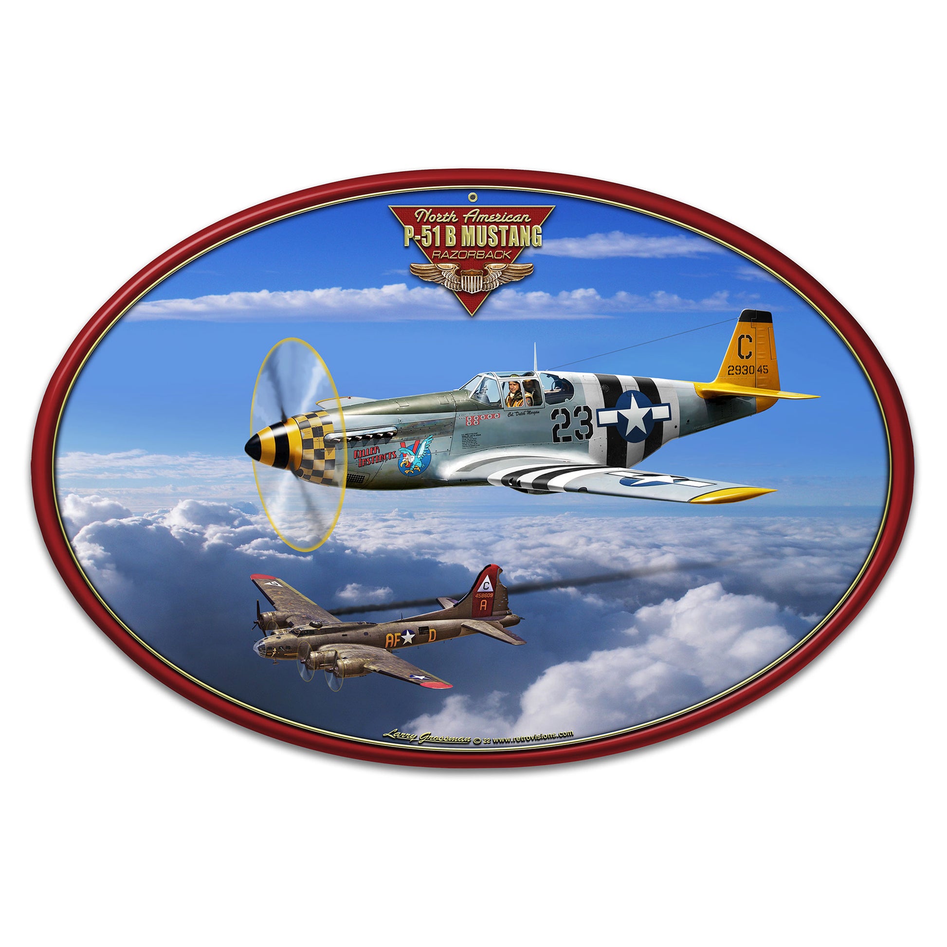 Oval P-51B Mustang Plasma Cut Sign