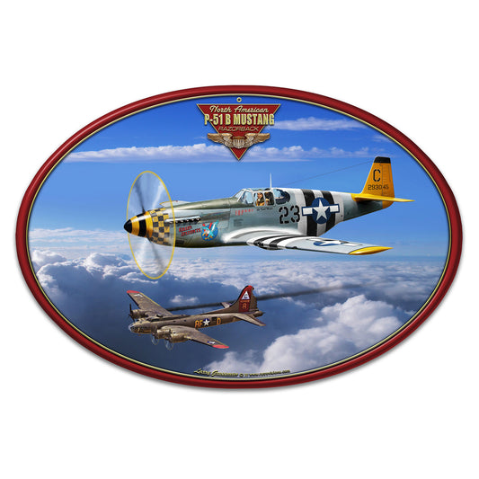 Oval P-51B Mustang Plasma Cut Sign