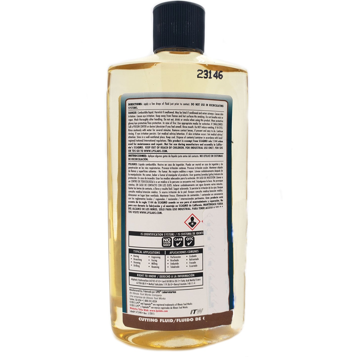 LPS Tapmatic Plus #2 Cutting Fluid 16oz | 40220, back