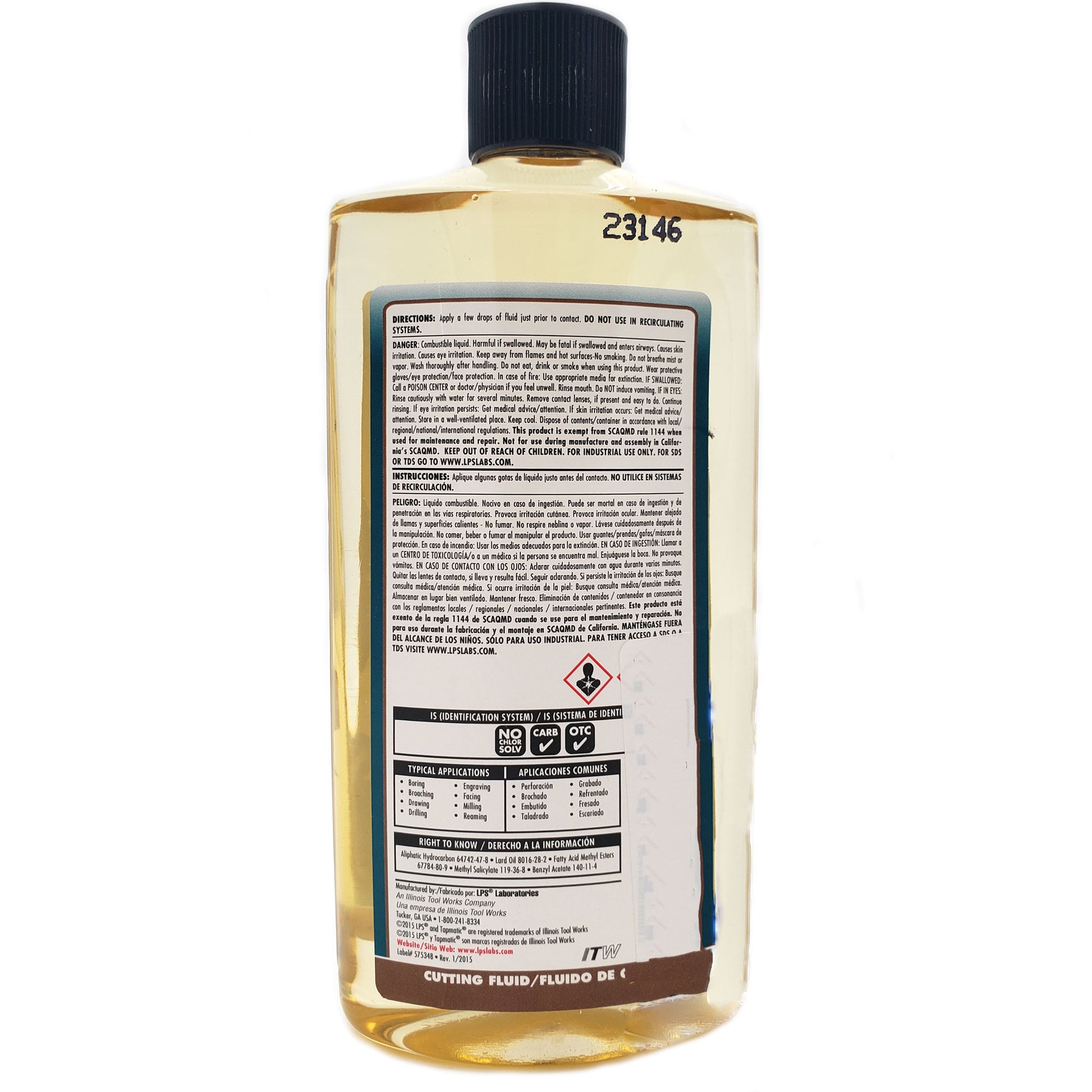 LPS Tapmatic Plus #2 Cutting Fluid 16oz | 40220, back